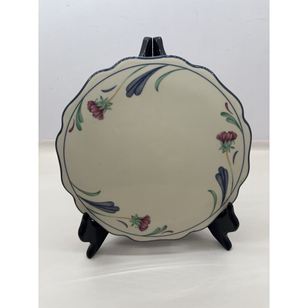 Vintage Lenox Poppies on Blue Chinastone Floral Trivet Scalloped 7.5"